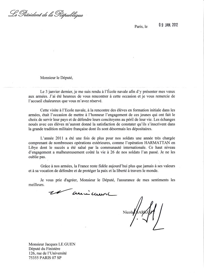 Lettre du Président de la République